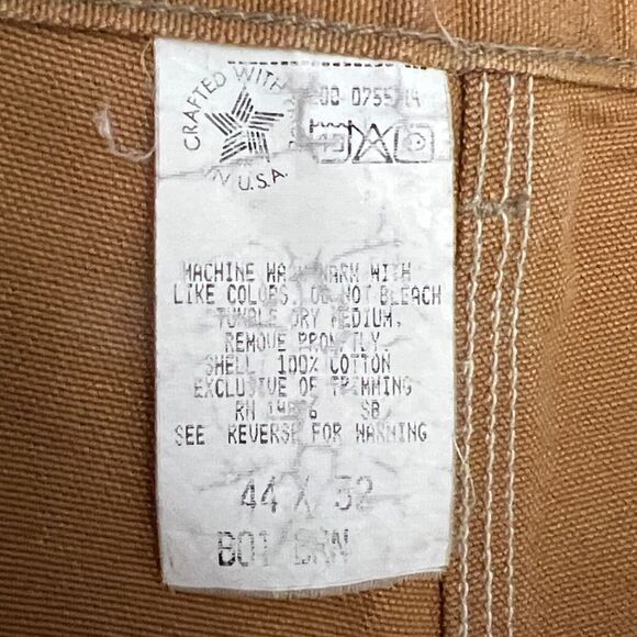 🔥🔥 Vintage CARHARTT DOUBLE KNEE Denim Canvas Workwear Cargo Pants Sz 44x32 - E - Picture 10 of 13